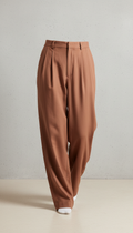 Copper clay relaxed pleated trouser