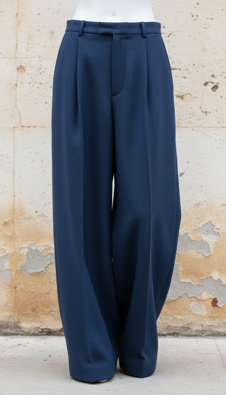 Midnight blue wool tailored baggy pant